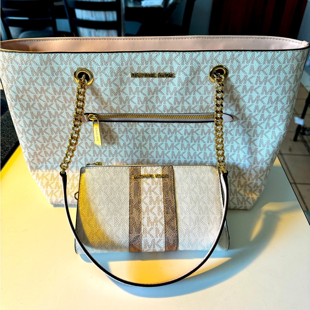 Michael Kors logo purse with coordinating wallet